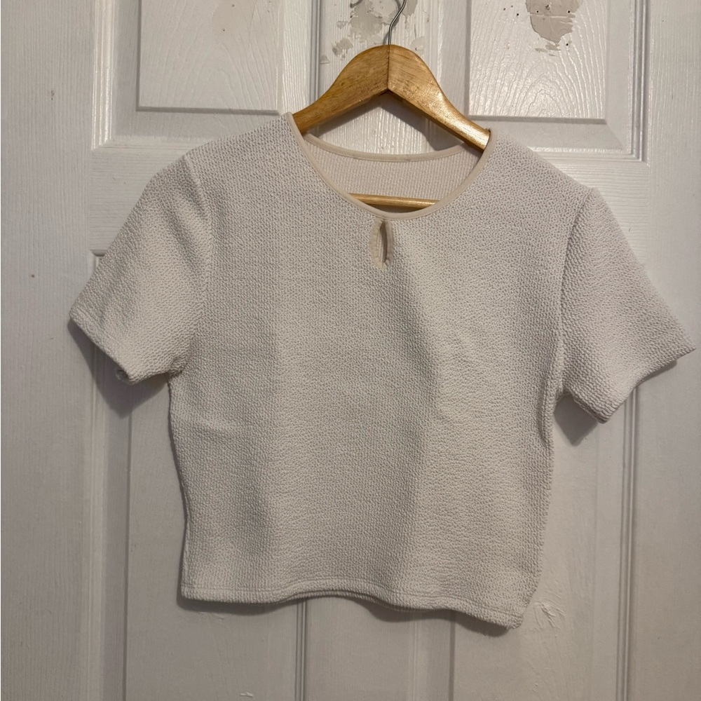 Zara Cream Fitted Crop T-Shirt Short Sleeve